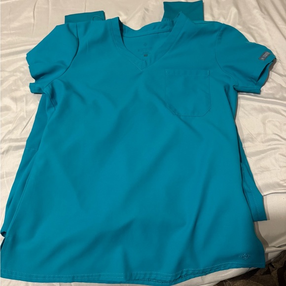 Med Couture (Insigts) Teal Scrub Set SZ XS - regular straight leg w/slits - Picture 7 of 9